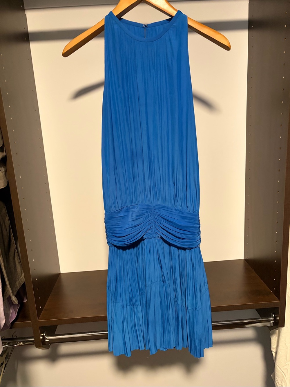Ramy Brook Cobalt Blue Sleeveless Pleated Mini Dress